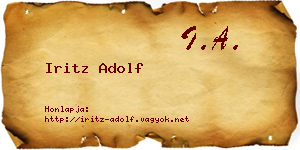 Iritz Adolf névjegykártya
